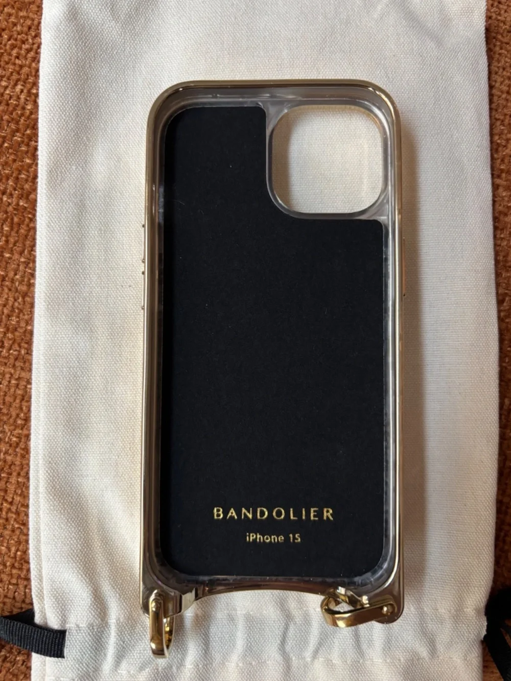 ✨LIKE NEW Bandolier Hailey Chrome Crossbody iPhone 15 case in Black Chrome/Gold